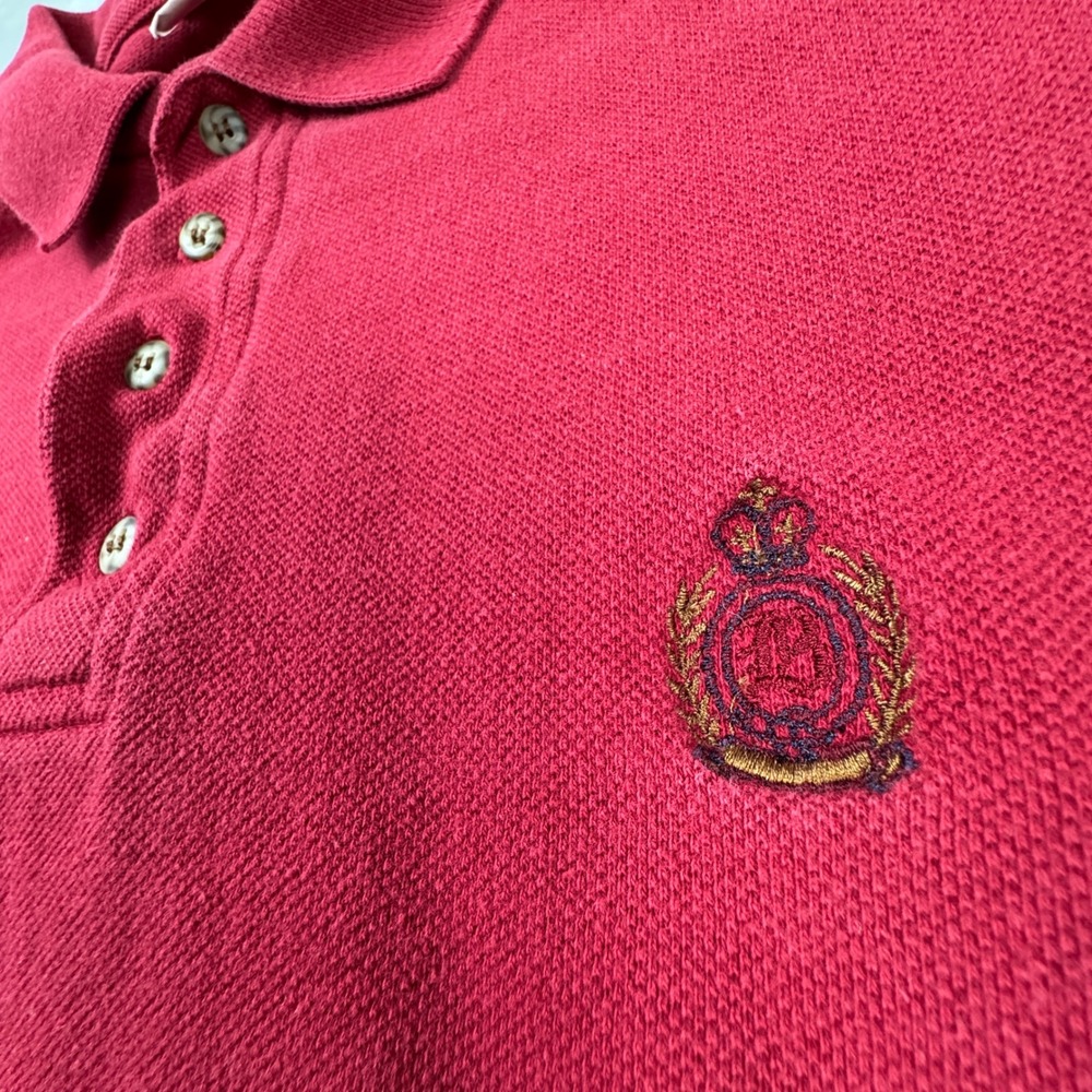 Vintage Bugle Boy Company Mens Red Long Sleeve Polo Shirt Embroidered Logo Y2K L - Picture 4 of 9